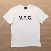 美品 正規品 A.P.C. V.P.C. フロッキーロゴ Tシャツ ホワイト ネイビー XS 半袖 ユニセックス APC アーペーセー @a801_画像1