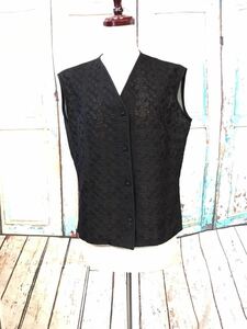 イギリスヨーロッパ古着 ノースリーブ レース ブラウス lace blouse shirt シャツLV577