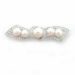 [ green shop pawnshop ] Mikimoto pearl * diamond obidome K18WG[ used ]