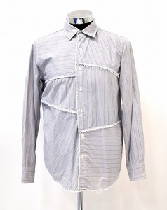 BRU NA BOINNE (ブルーナボイン) スペースストライプシャツ 長袖シャツ SHIRT BLUE 1　MADE IN JAPAN