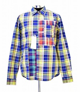 FACETASM （ファセッタズム） MADRAS CHECK SHIRT マドラスチェックシャツ 長袖 オーバーサイズシャツ　YELLOW 4 日本製