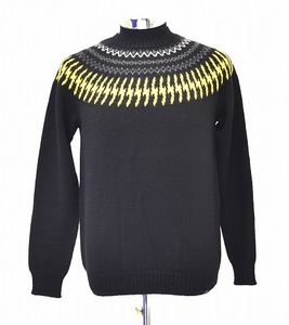 BEDWIN&THE HEARTBREAKERS (bedo wing )C-NECK NORDIC SWEATER DANNY вырез лодочкой nordic свитер KNIT вязаный снег рисунок чёрный 2