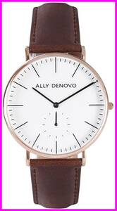 【アリーデノヴォ ALLY DENOVO】HERITAGE SMALL EYE　クォーツ ホワイト　ブラウン　メンズ　AM5001-6