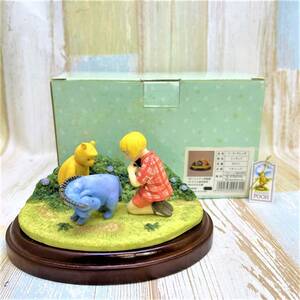 レア★くまのプーさん Winnie the Pooh プー＆イーヨー クラシックプー CLASSIC POOH 陶器制 フィギュア 木製台座★ディズニー Disney TDL