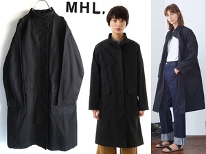 定価64900円 MHL. マーガレットハウエル 2017AW WASHED WAXED COTTON スタンドカラー マックコート 1 ブラック 黒 ゆったり LOOK使用