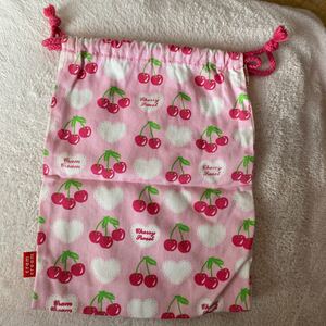 巾着袋 さくらんぼ ピンク