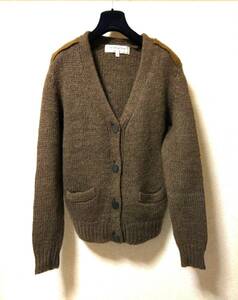  beautiful goods United Bamboo alpaca mo hair knitted cardigan Brown elbow patch 