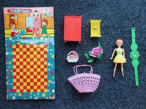  retro Vintage miscellaneous goods * eyes . move . doll . small articles set *F* toy girl playing house doll OKUMURA