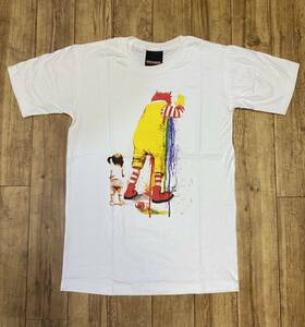 送料無料　マックレインボー　ホワイト　XLサイズ　パロディTシャツ　おもしろTシャツ　マクドナルド　新品　シュール　デザイン