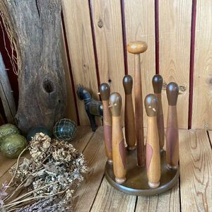 }70s Vintage *nichi handle * old natural tree natural wood. bird slippers rack * wood slippers stand bird * Vintage Northern Europe antique Showa Retro 