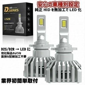 (P)D2S/D2R 業界初 無加工で簡単に純正HIDをLEDヘッドライト化 スカイライン GT-R【SKYLINE GT-R】 R34 H11.1 ～ H12.9 HID装着車 6500k