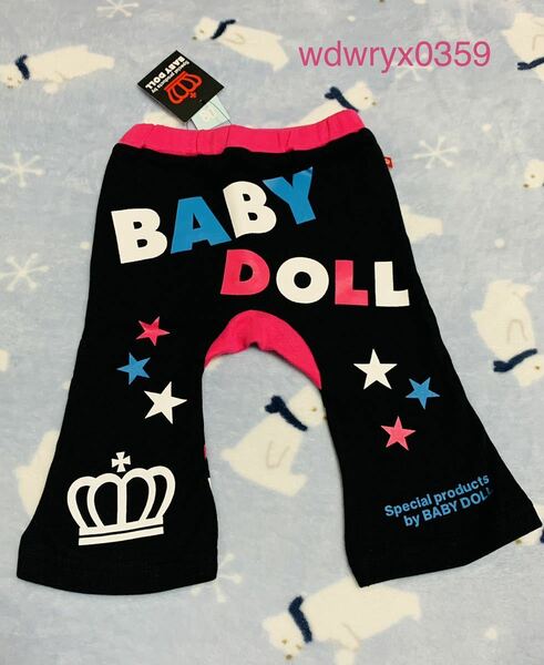 送料込み！新品タグ付きレア☆ミッキーBABYDOLLカラフルモンキーパンツ80サイズBDロゴ王冠 ベビー長ズボン ディズニーコラボ ベビドモンパ