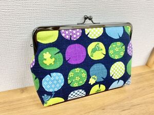 ☆☆ハンドメイド シンプル がま口 通帳ケース かえる