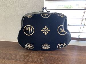 ★★★ハンドメイド シンプル がま口 通帳ケース ぺたんこポーチ 家紋風和柄②