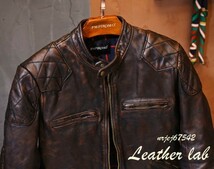 ホースハイド 1950　パテッド シングルライダース レザージャケット ヴィンテージ加工 ブラック Mサイズ　 PADDED　 馬革 1.4mm 茶芯_画像8