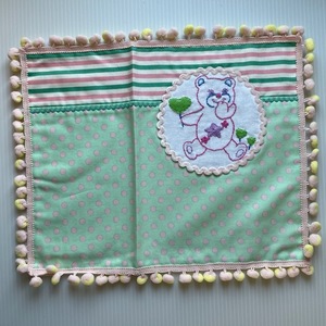  new goods unused pretty! bear embroidery place mat Curly Collection hand made ①