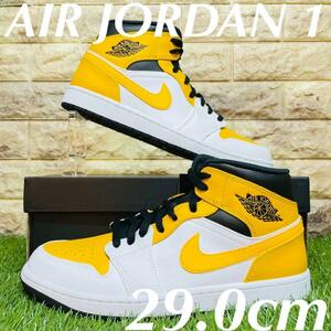  Nike air Jordan 1 mid NIKE AIR JORDAN 1 men's sneakers white black Gold black gold white 29.0cm including carriage 554724-170