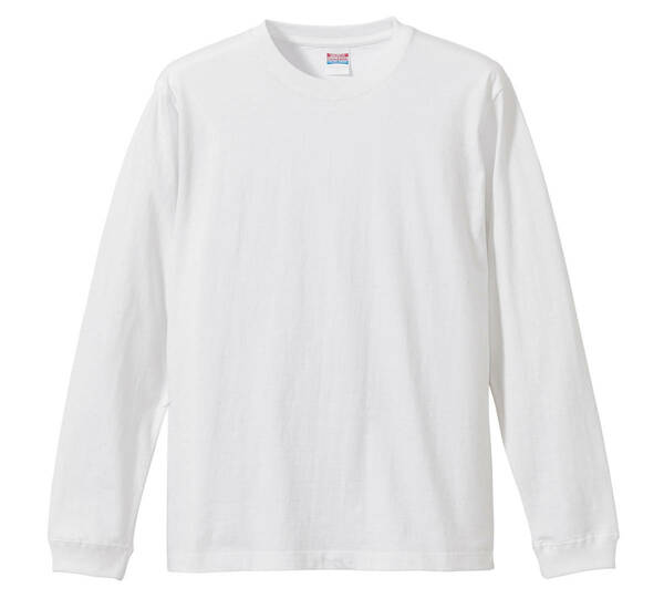 無地ウエア販売　ユナイテッドアスレ5011-01ロングスリーブTシャツ(リブあり)5枚セット　Lサイズ　ホワイト