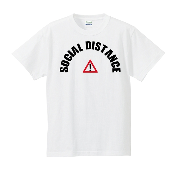 SOCIAL DISTANCE Tシャツ　Lサイズ　ホワイト×ブラック