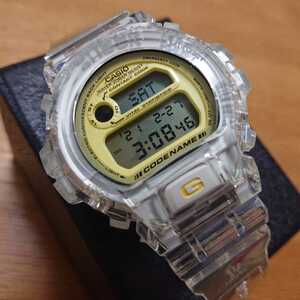 即決 97年発売 生産終了 CASIO Ｇショック 第6回 イルカクジラ会議 DW-6910K-9T クリアーカスタムベゼル ベルト 電池交換済み！安心個体！