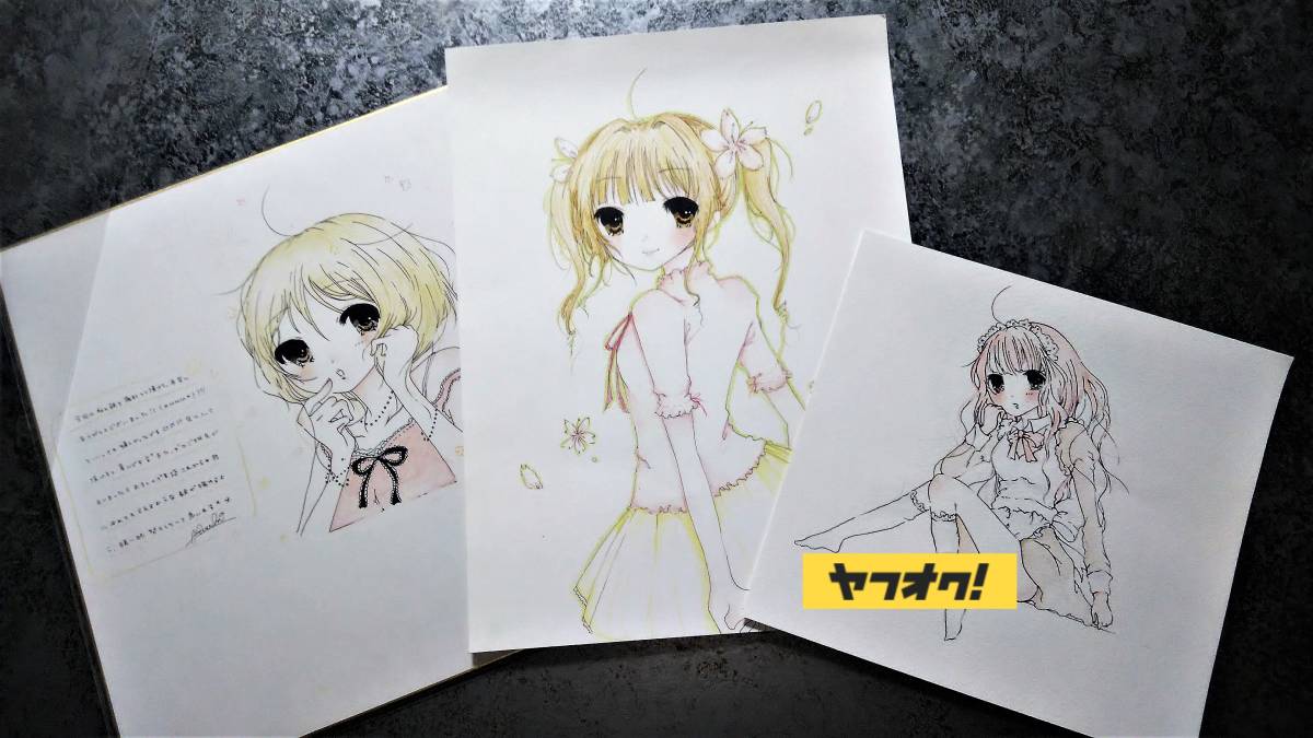 Doujin hand-drawn illustrations 02 Girl 3-piece set, comics, anime goods, hand drawn illustration