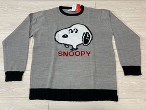 Распродан ☆ Новый арахис Snoopy Face Sweater Snoopy Snoopy L Size Акрил 100% арахисовый серый серый цвет серого цвета