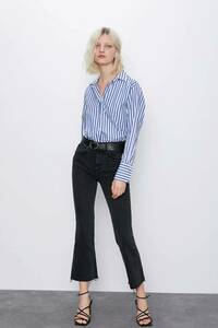 ザラ zara クロップドフレアブラックデニム40