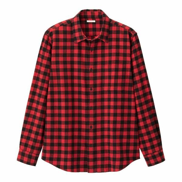 GU/ジーユー フランネルチェックシャツ ギンガムチェック レッド 赤 XS