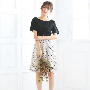 ワンピース フレア半袖ドッキングワンピース