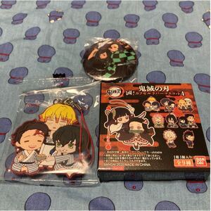 鬼滅の刃 滅!カプセルラバーマスコット4かまぼこ隊&缶バッチ霞柱・炭治郎