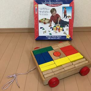 木製ひきぐるまカラフルつみ木 IMAGINARIUM トイザらス