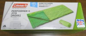 新品未開封【Coleman パフォーマーⅡ C15】コールマン★封筒型夏用シュラフ★MOSS/グリーン★スリーピングバッグ/寝袋★丸洗いOK