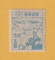 ●【普通切手】第2次新昭和《5oo円》　捕鯨　1947年　未使用_画像1