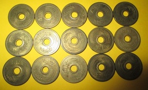 ☆5円黄銅貨《昭和40年》　15枚　　トーン