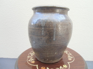  Edo era Echizen . clay "hu" pot flower vase flower go in 