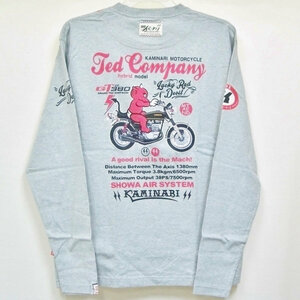 カミナリ×テッドマン コラボ長袖Tシャツ ロンT TDKMLT-111 TEDMAN×サンパチ アッシュ XL LL 2L アメカジ レトロ 旧車 GT380