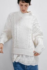 [Красота] Zara Zara вязаный свитер кабельный вязаный вязаный