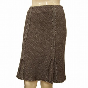 N as good as new * Comme Ca Du Mode *COMME CA DU MODE* Brown * wool 100%* fringe * flexible connection . skirt *7 number (36 number *S)/ lady's 