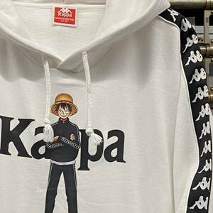 限定モデル 【S】 Kappa × ONEPIECE カッパ ワンピース コラボ プルオーバー パーカー Luffy ルフィ 白 カッパバンダ 麦わら ユニセックス