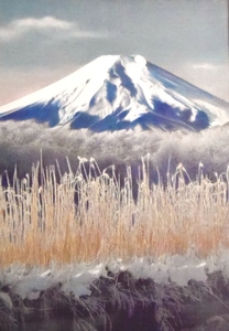 ◎色鉛筆での塗り絵･宅配80サイズ･風景画 自然画 冬景色 富士山 絵画 (178×243)色鉛筆画, 美術品, 絵画, 鉛筆画、木炭画