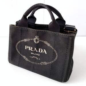 ★美品 PRADA プラダ CANAPA カナパ トートバッグ ショルダーバッグ 2wayバッグ 黒 ブラック キャンバス
