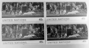 国際連合　国連　切手　45c　4枚セット　未使用　1989年　30年記念　United nations stamps　長期家庭保管品