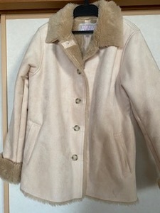  Junko Shimada JUNKO SHIMADA size 11AR M - white × Brown lady's winter coat 