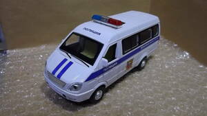 ◎1:32 Ruussia Police Car GAZ Gazel 15cm Diecast ロシア バン ガズ ガス ポリス パトカー 警察車輌 ホワイト・ブルー◎ b