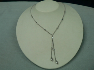  beautiful goods used Pt850 fringe attaching design necklace 
