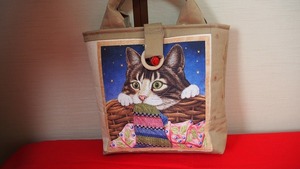 ハンドメイド品★猫・ネコ・ねこ柄トートバック★ショッピングバック★