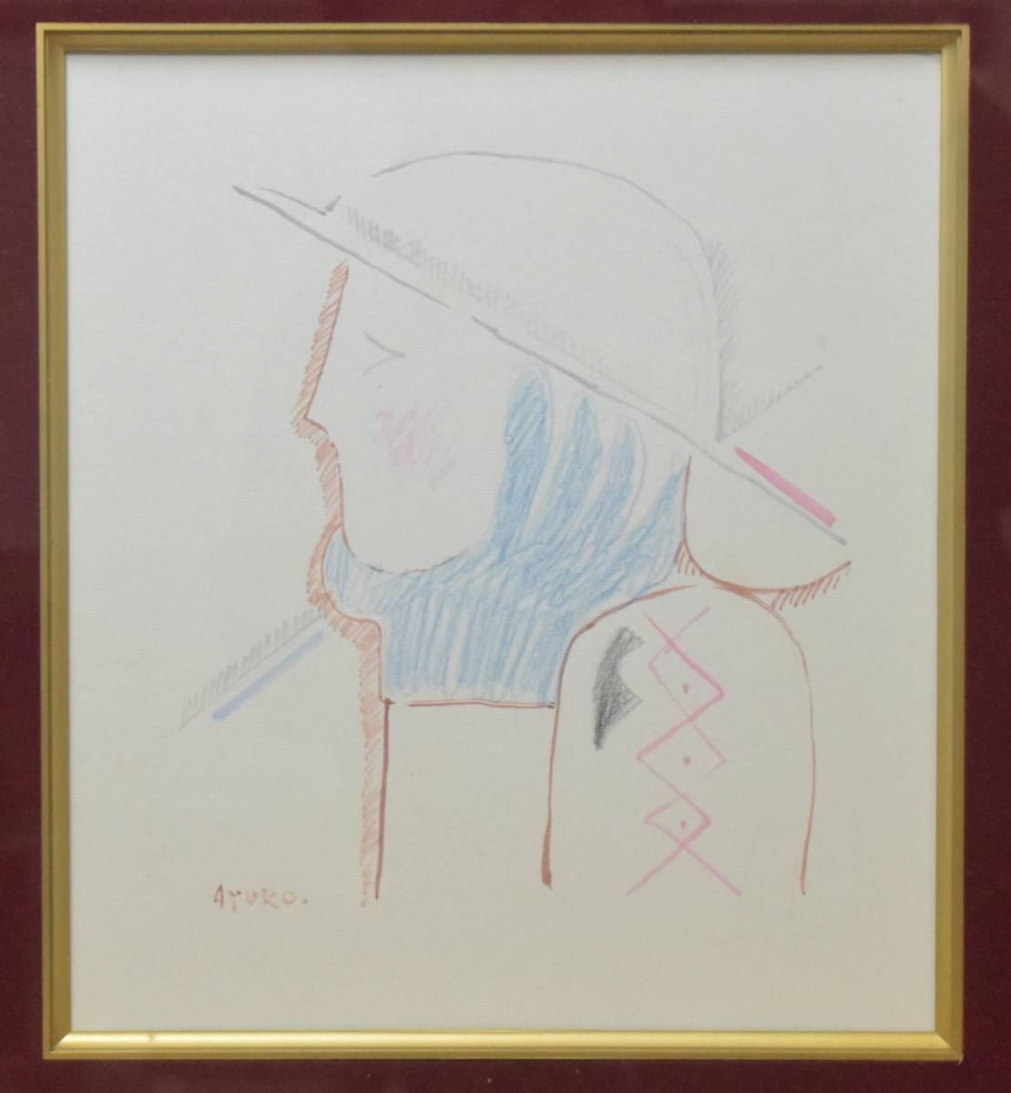 Shinsaku Ayuko Shimada [Gants bleus] Sceau de crayon de couleur aquarelle, peinture, aquarelle, peinture abstraite