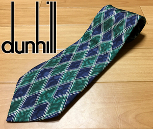 伊製 ダンヒル dunhill シルク ネクタイ 紺緑