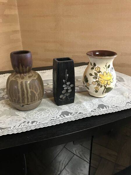 花瓶 花器 乾隆 琺瑯 陶器　中古　3点