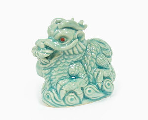 Art hand Auction [Creative Pottery *masayuki] Chinese Legendary Divine Beast Blue Dragon *Total Length 8cm Figurine, Handmade items, interior, miscellaneous goods, ornament, object
